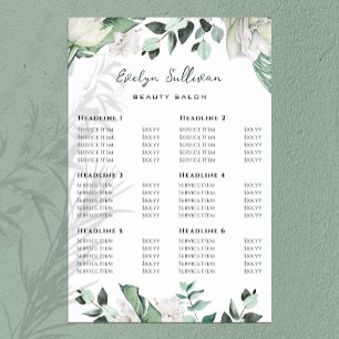 Emerald Greenery Pris List Poster