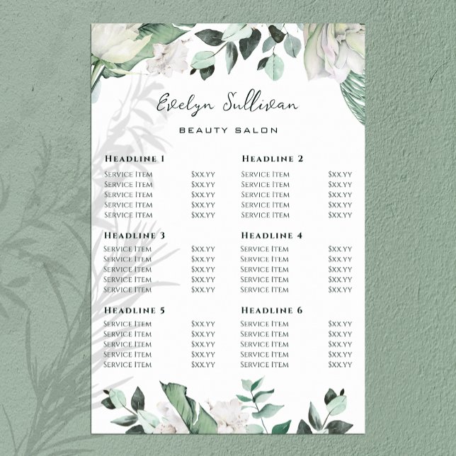 Emerald Greenery Pris List Poster (Skapare uppladdad)