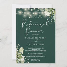 Emerald Greenery String Ljus Rehearsal Dinner Inbjudningar