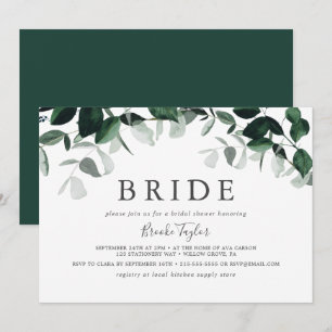 Emerald Greenery Vågrät Bride Möhippa Inbjudningar