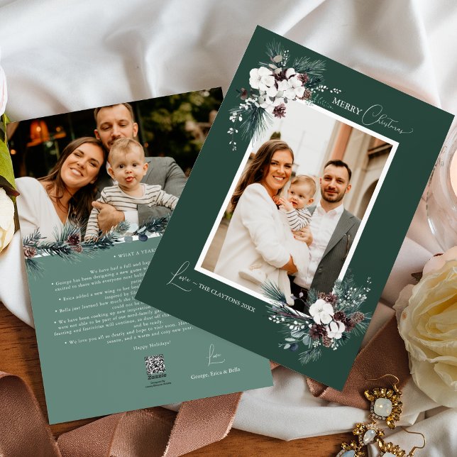 Emerald Greenery Vintage jul 2 Photo Julkort (Skapare uppladdad)