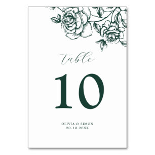 Emerald Greenery Vintagen Botanical Bröllop Bordsnummer