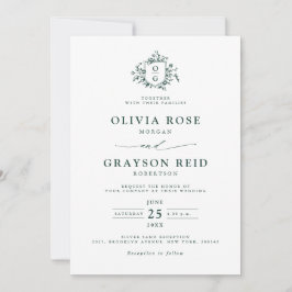 Emerald Greenery Vintagen Botanical Bröllop Inbjudningar