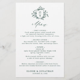 Emerald Greenery Vintagen Botanical Bröllop Menu