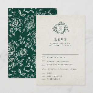 Emerald Greenery Vintagen Botanical Bröllop OSA Kort