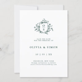 Emerald Greenery Vintagen Botanical Bröllop Spara Datumet