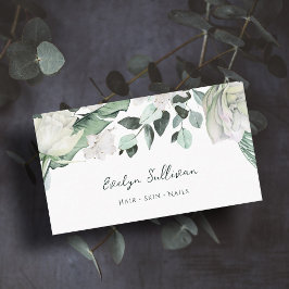 emerald Greenery white blommor affärskort Visitkort
