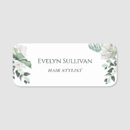 emerald Greenery white blommor namn bricka Namnbricka