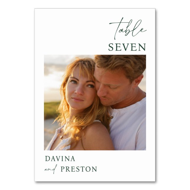 Emerald Greenn Script MINIMAL PHOTO Bordsnummer (Framsidan)