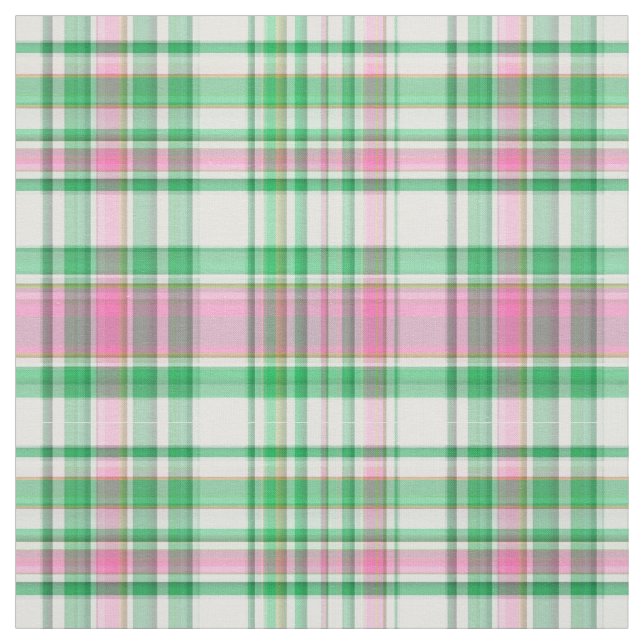 Emerald Grn Shock rosa Wht Preppy Madras Play Sz6# Tyg (Provkarta)