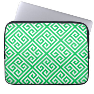 Emerald Grn White Med Grekiska Nyckel Diag T Möns Laptop Sleeve