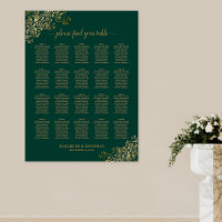 Emerald Grönt 20 Bord Bröllop, sätesdiagram Guld