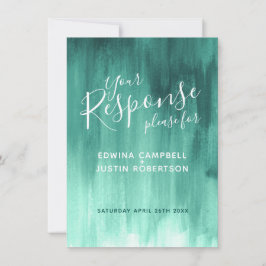 Emerald grönt abstrakt bröllop svar OSA qr-kod Inbjudningar