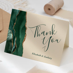 Emerald Grönt Agate Champagne Bröllop Tack Kort