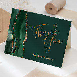 Emerald Grönt Agate Guld Bröllop Tack Kort