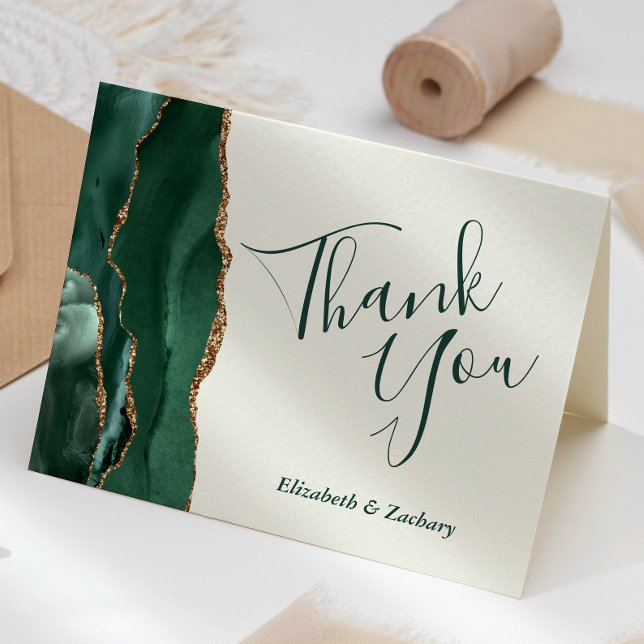 Emerald Grönt Agate Guld Elfenbenskusten Bröllop T Kort (Skapare uppladdad)