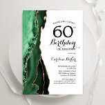 Emerald Grönt Agate Guld White 60 Birthday Inbjudningar<br><div class="desc">Emerald grönt,  vit och guld agate 60 födelsedagsfest inbjudan. Elegantens moderna design med vattenfärgad bakgrund,  faux glitter guld och typsnitt för färgskript. Trendig inbjudan-kortets perfekt för en snyggt kvinnor i firande. Skrivna Zazzle-inbjudningar eller digital utskrivbar mall för omedelbar nedladdning.</div>