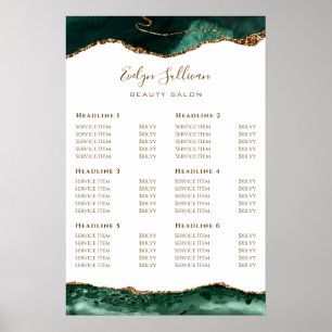 Emerald Grönt Agate on White Pris List Poster