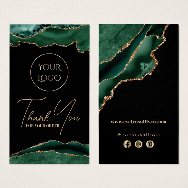 emerald grönt agate paket infoga visitkort (Framsida & baksida)