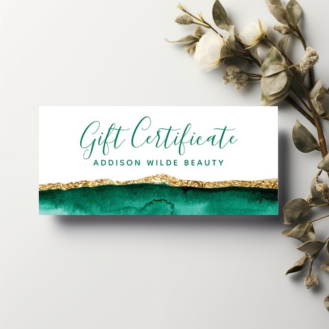 Emerald Grönt and Guld Watercolor Gift Certificate (Skapare uppladdad)