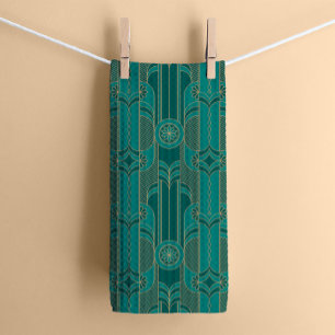 Emerald Grönt Art Deco Kitchen Tea Towel Kökshandduk
