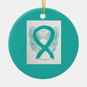 Emerald Grönt Awareness Ribbon Angel Art Ornaments Julgransprydnad Keramik