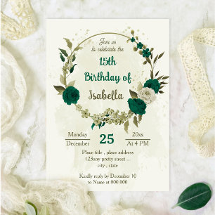 emerald grönt beige blomma inbjudningar