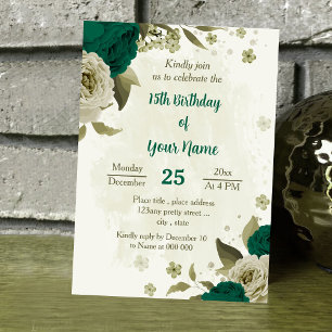 emerald grönt beige blomma inbjudningar