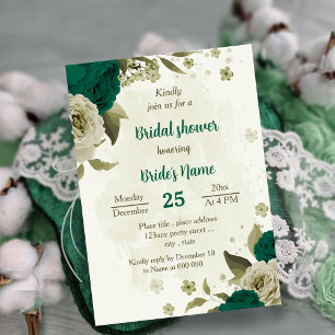 emerald grönt beige-blommor möhippa inbjudningar