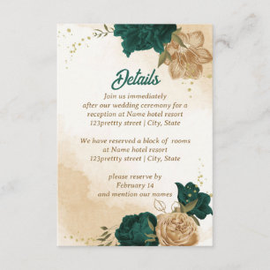 Emerald grönt beige guld botaniskt tilläggskort