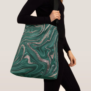 Emerald Grönt Black Guld Glitter Marble #1 Axelväska