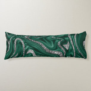 Emerald Grönt Black Silver Glitter Marble #1  Kroppskudde