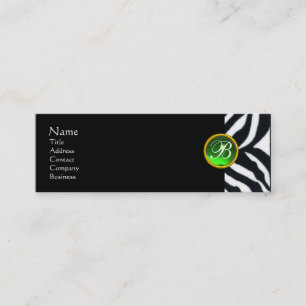 EMERALD GRÖNT BLACK WHITE ZEBRA PÄLS MONOGRAM MINI VISITKORT