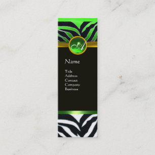 EMERALD GRÖNT BLACK WHITE ZEBRA PÄLS MONOGRAM MINI VISITKORT