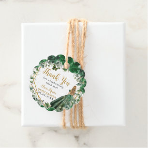 Emerald Grönt Blommigt Blonde Princess Quinceañera Gåvor Etiketter