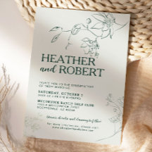 Emerald Grönt Blommigt Botanical Boho Bröllop