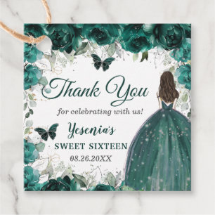 Emerald Grönt Blommigt Butterflies Princess Birthd Gåvor Etiketter