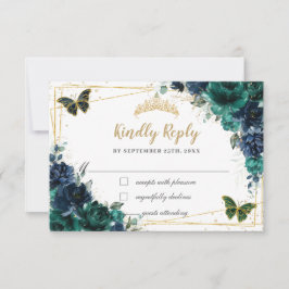 Emerald Grönt Blommigt Butterflies Quinceañera OSA Kort