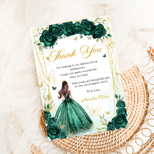 Emerald Grönt Blommigt Butterflies Quinceañera Tack Kort