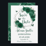 Emerald Grönt Blommigt Butterflies Sweet 16 Birthd Spara Datumet<br><div class="desc">Anpassa den här söten till grönt-blommigten Quinceañera/Sweet 16-årsdagen spara datumet enkelt och snabbt. Med chic framträder blommor, fjärilar och inslag i silver. Klicka bara på Redigera med Design Verktyg om du vill redigera text, text, teckensnitt stil, storlekt teckensnitt, teckensnitt färg, lägga till mer text, flytta eller ta bort bilder. Matchande...</div>