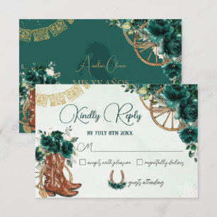 Emerald Grönt Blommigt Charro Väster Quinceañera R OSA Kort