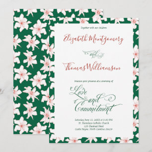 Emerald Grönt Blommigt Commement Ceremony Inbjudningar