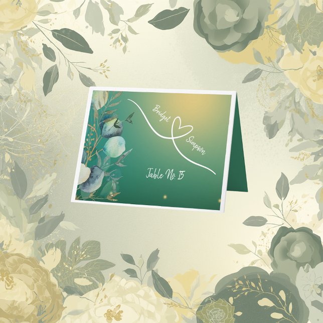 emerald grönt blommigt  gäst Sittkort Tack Kort (Skapare uppladdad)