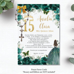 Emerald Grönt Blommigt Guld Quinceañera Prayer Car Tilläggskort