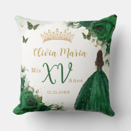 Emerald Grönt Blommigt Princess Dress Quinceañera Kudde