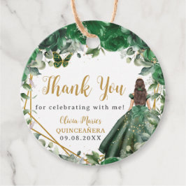 Emerald Grönt Blommigt Princess Guld Quinceañera Gåvor Etiketter