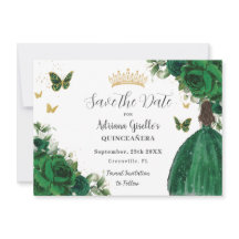 Emerald Grönt Blommigt Princess Guld Quinceañera