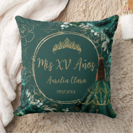 Emerald Grönt Blommigt Princess Quinceañera Keepsa Kudde