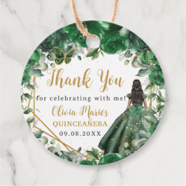 Emerald Grönt Blommigt Princess Quinceañera Sweet Gåvor Etiketter