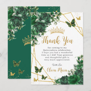 Emerald Grönt Blommigt Quinceañera Butterflies Tack Kort